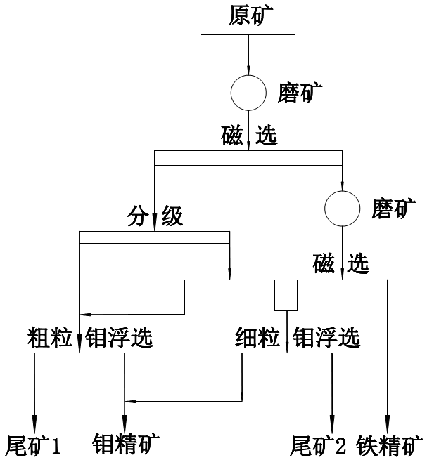 图1 滑石辉钼矿原则分选工艺流程
