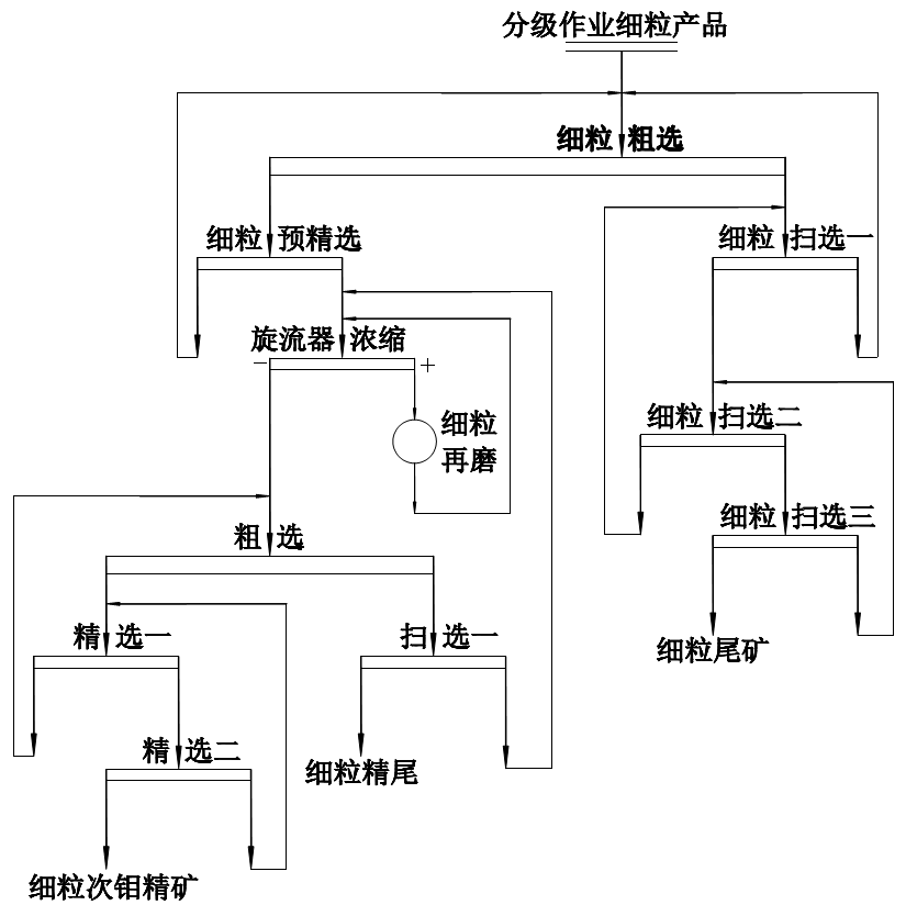 图6 滑石辉钼矿细粒钼浮选工艺流程