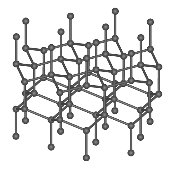 蓝丝黛尔石=六方晶系陨石钻石的碳分子立体构架图