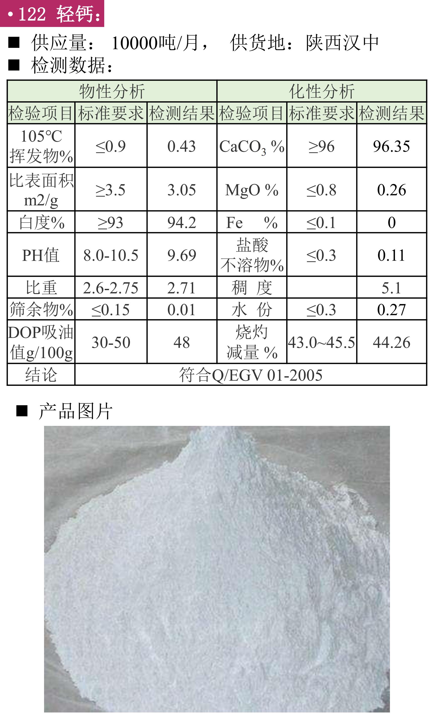 轻质碳酸钙轻钙