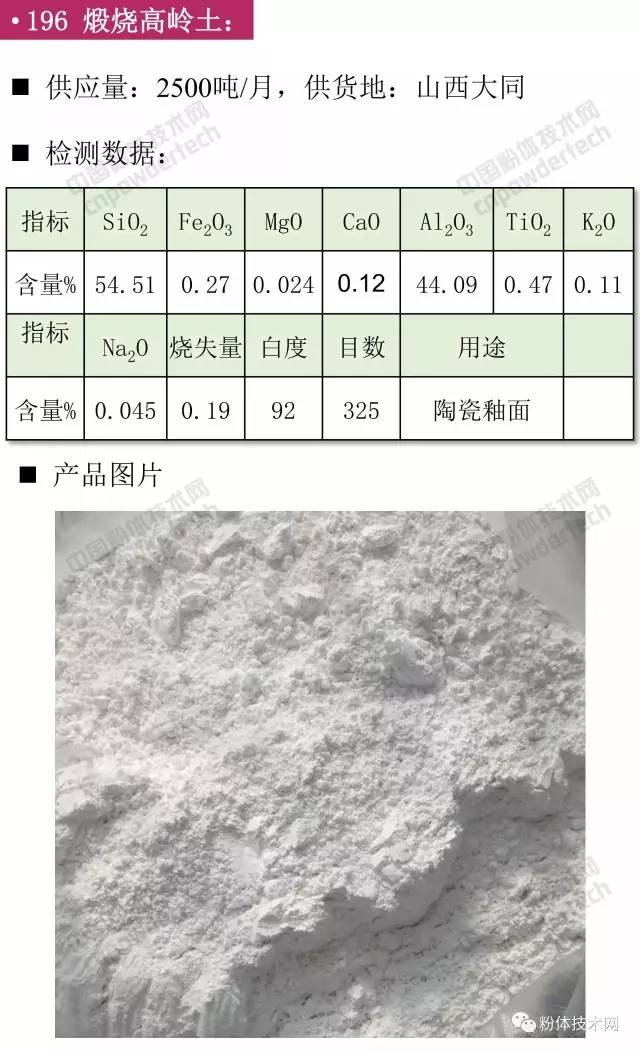 煅烧高岭土