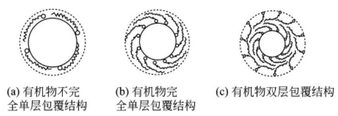 含长链烷基端有机物包覆碳酸钙结构