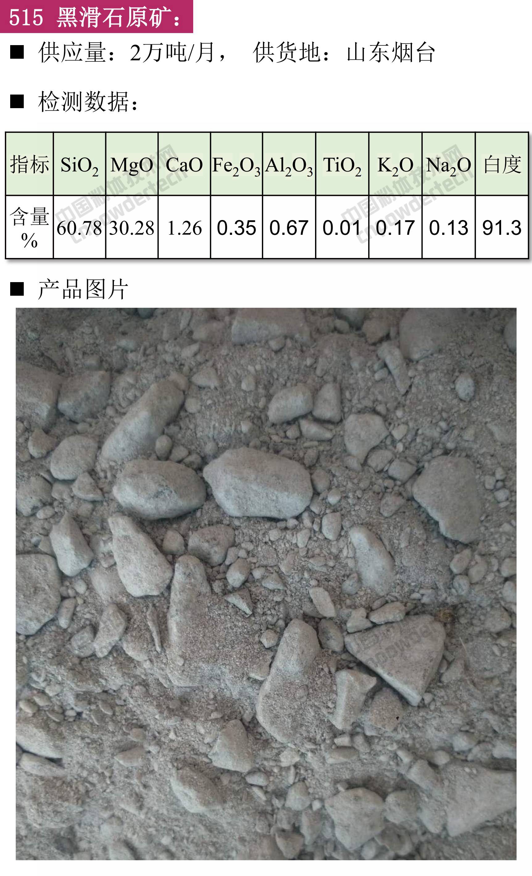 黑滑石原矿