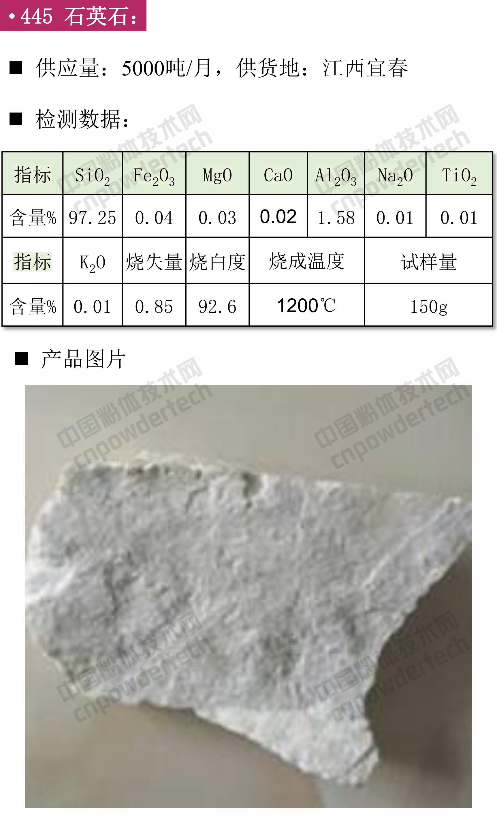 石英、高纯石英砂、硅微粉