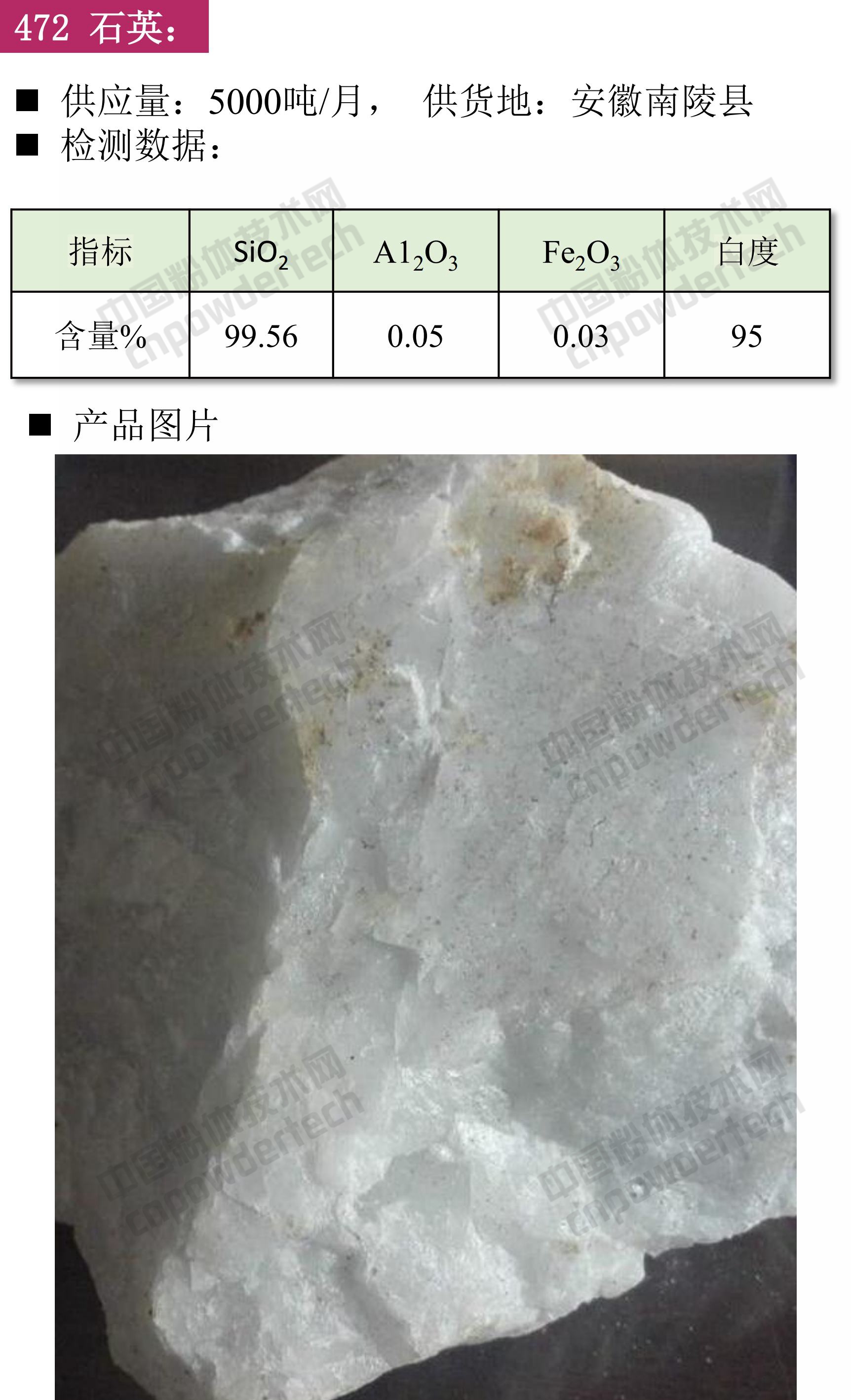 石英、高纯石英砂、硅微粉