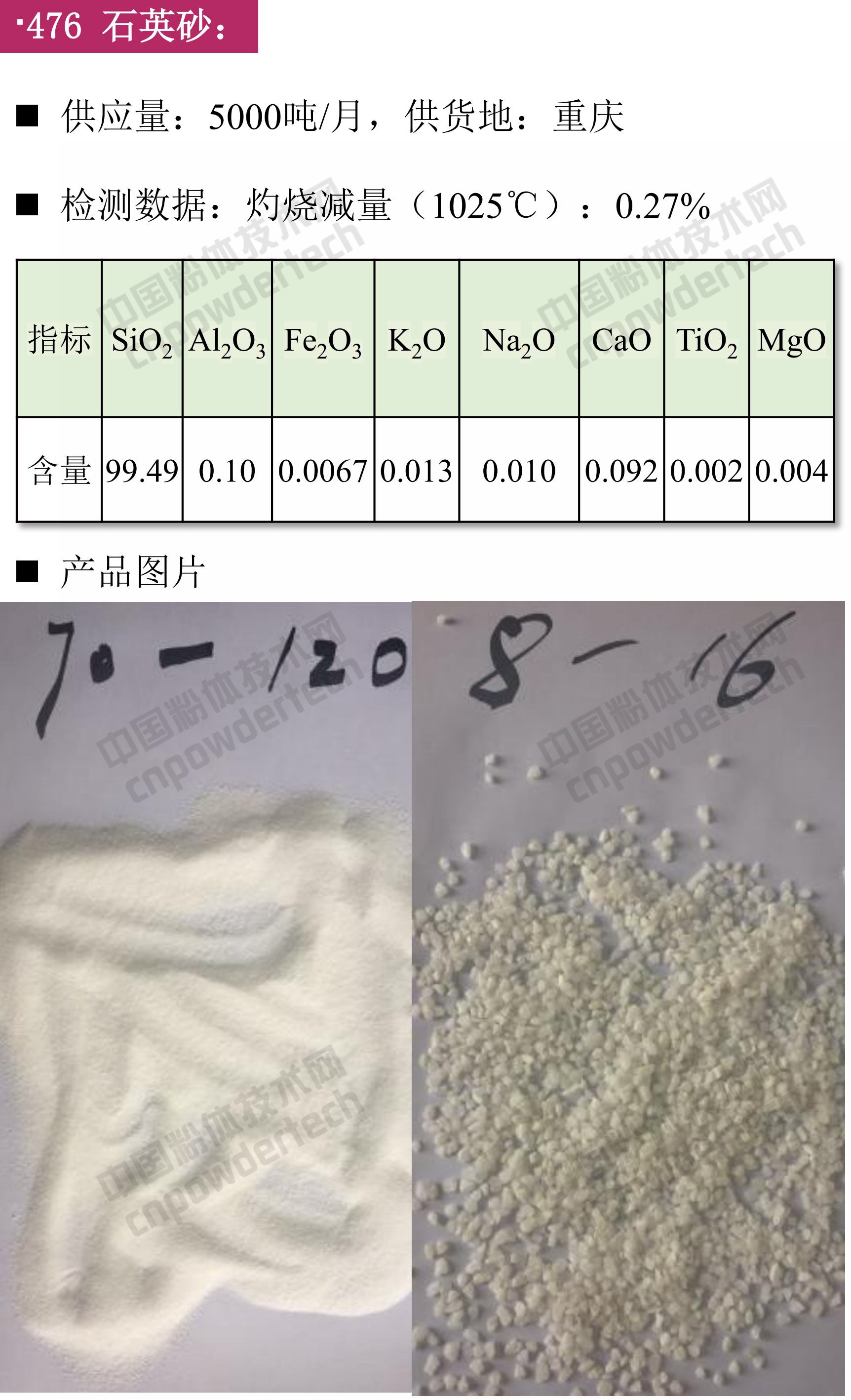 石英、高纯石英砂、硅微粉