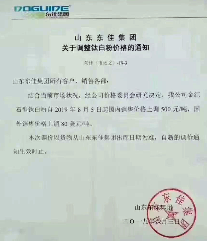 十多家企业宣布提价，钛白粉再掀涨价潮！