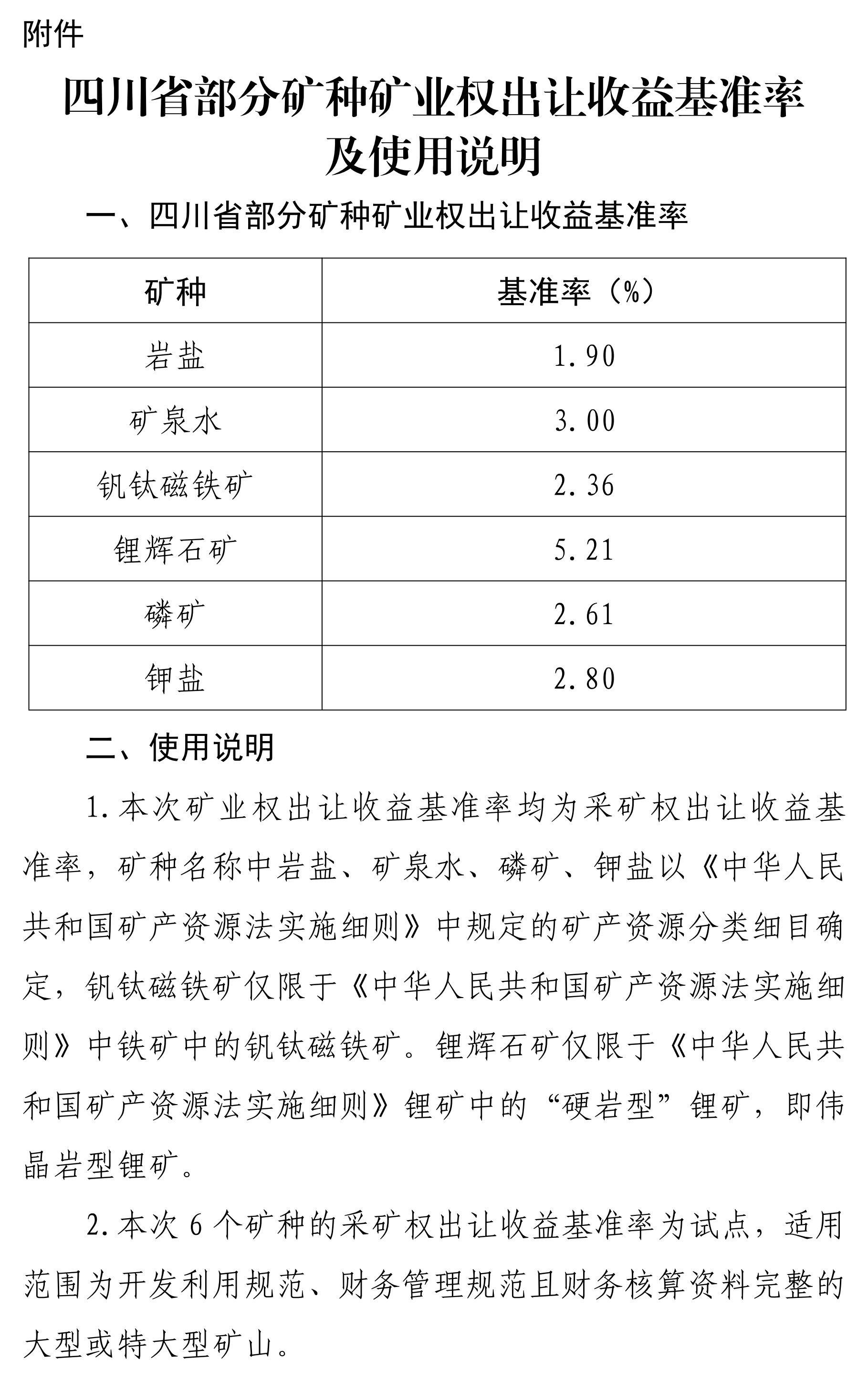 四川发布磷矿、锂辉石等6种矿业权出让收益基准率