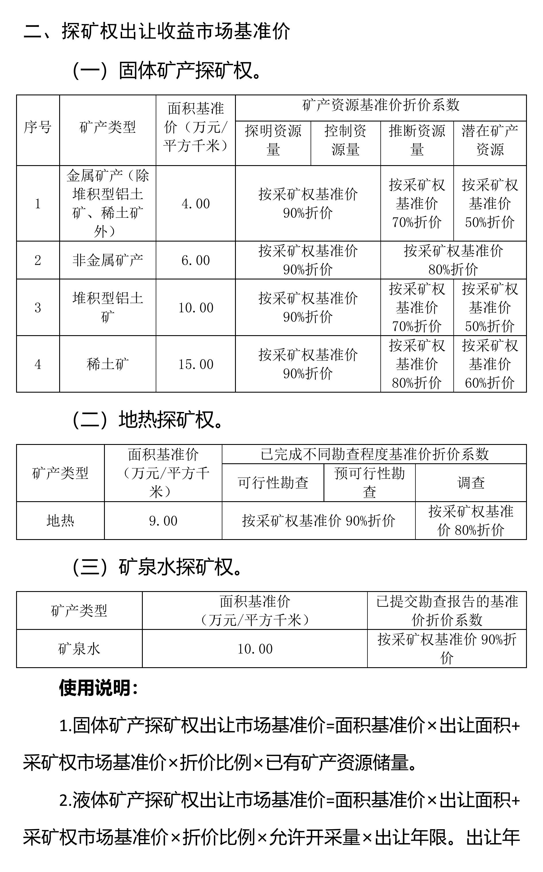 广西方解石、石英、滑石等矿业权市场基准价征求意见