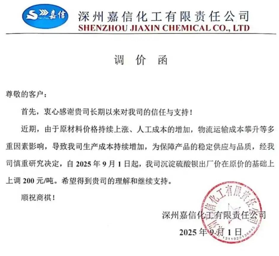 上调200元/吨，硫酸钡价格继续走高！