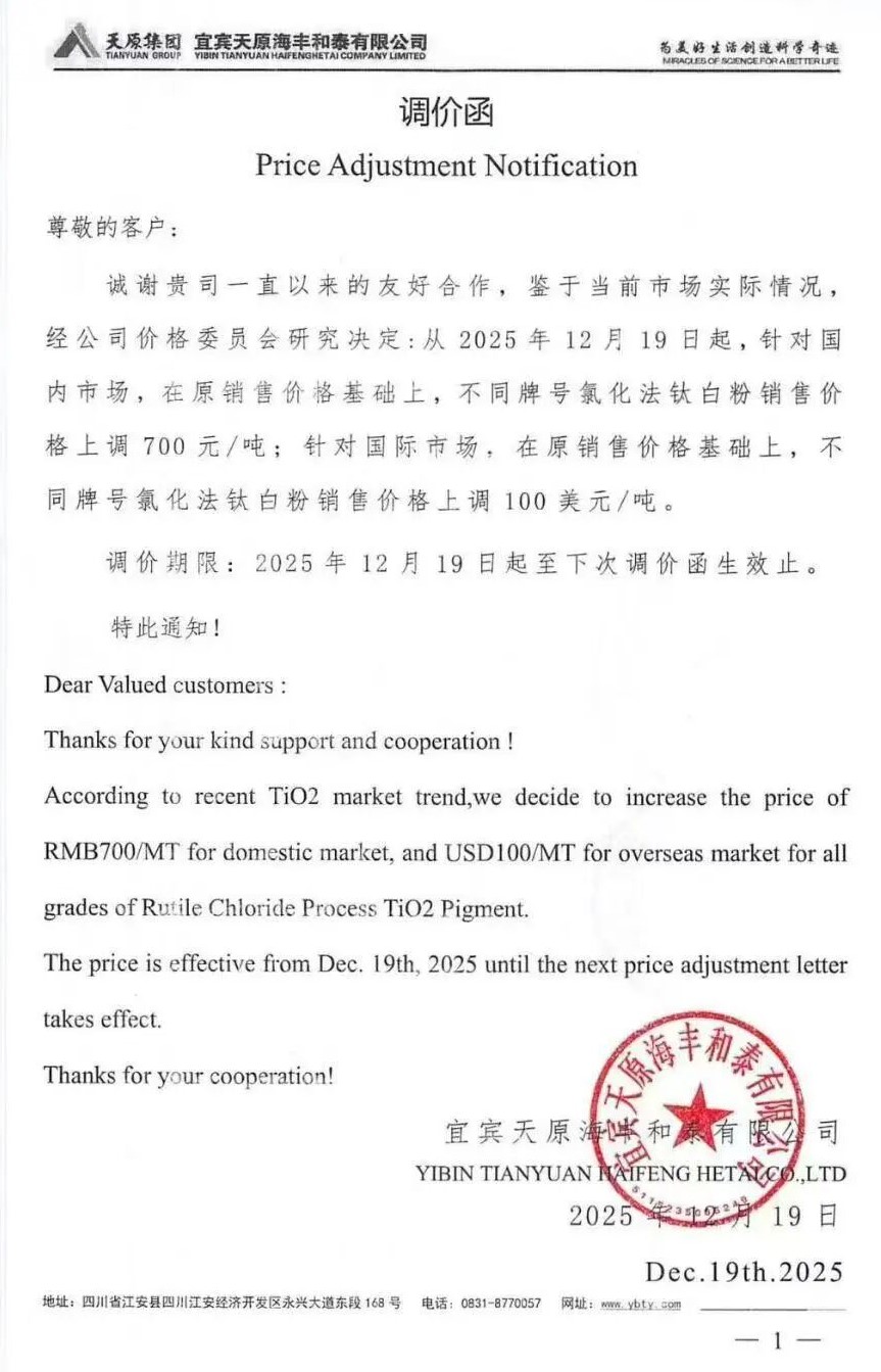 钛白粉：本轮涨价，与市场需求无关  